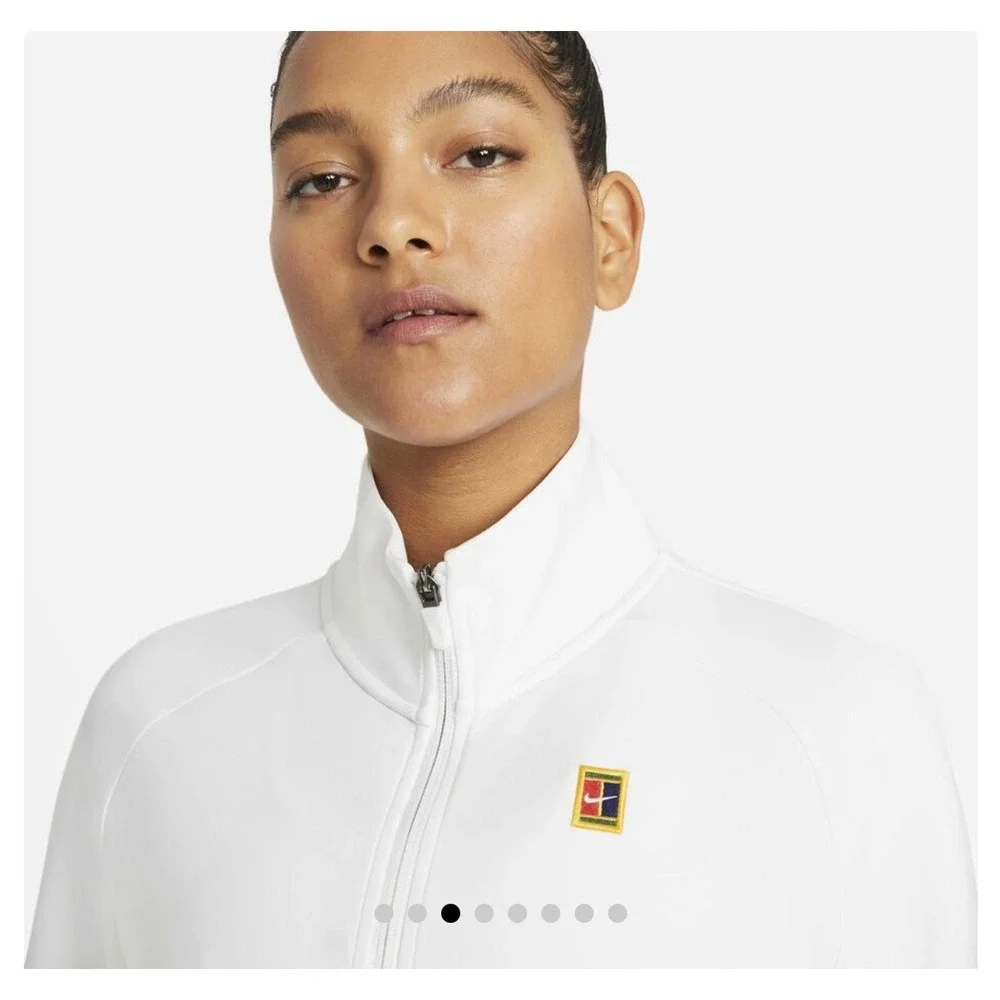 Nike Court Dri-FIT Victory Tennis Jacket White Full Zip Womens Medium Athletic